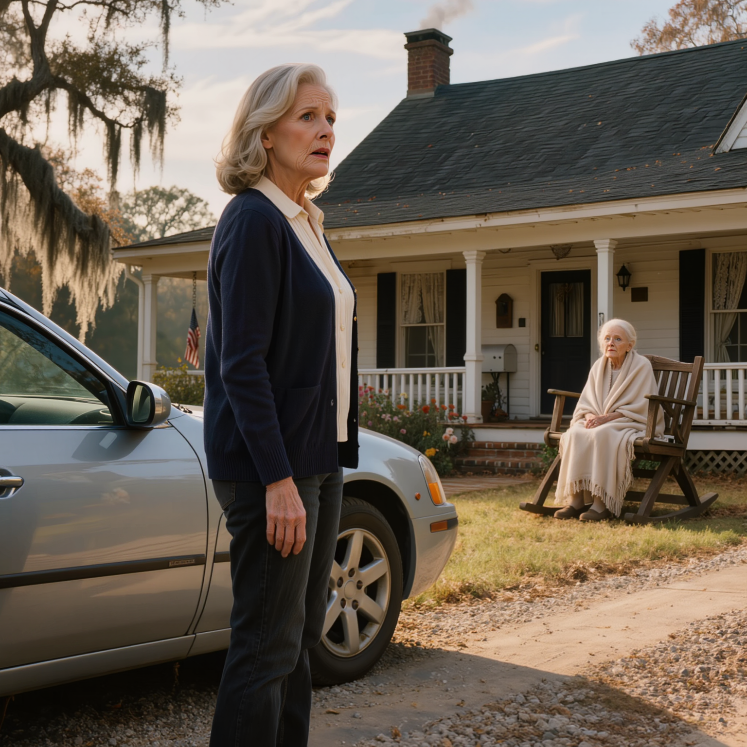 De ochtend dat ik eindelijk naar de boerderij in Arkansas reed die mijn man me had laten beloven te vergeten, dacht ik dat ik een leeg huis zou aantreffen, en niet een vrouw op de veranda die me aankeek alsof ze al tweeëndertig jaar op mijn komst had gewacht.