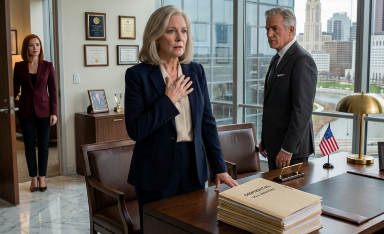 Drie dagen na de begrafenis van mijn man riep zijn miljonairbaas me dringend naar zijn kantoor en waarschuwde me om niets tegen mijn zoon of schoondochter te zeggen, omdat hij iets in Edwards dossier had gevonden. Ik liep de twintig verdiepingen tellende glazen toren binnen en voordat ik goed en wel op adem was gekomen, zag ik iemand in de deuropening staan, alsof diegene had staan ​​wachten, en ik verstijfde.