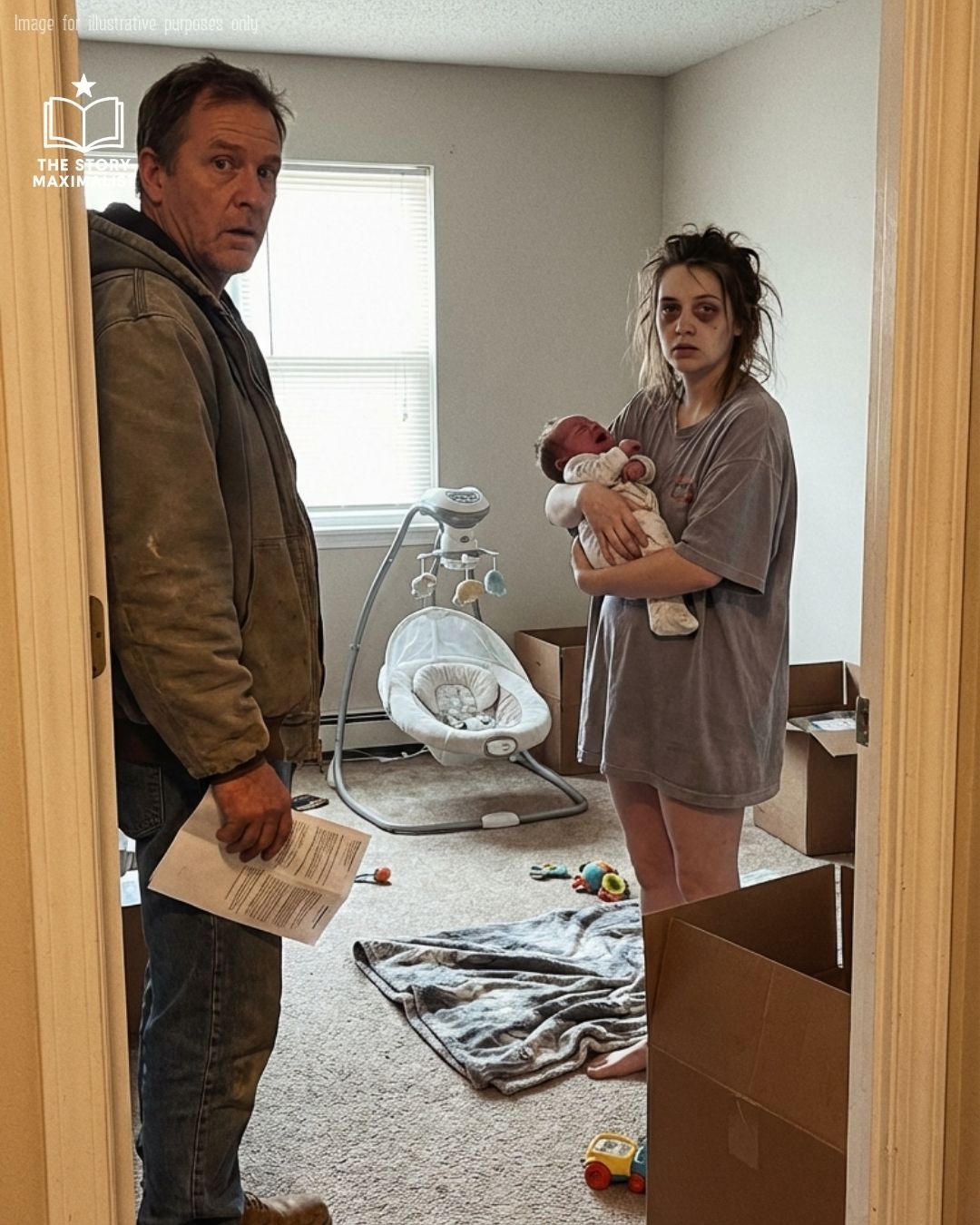 Ik liep naar beneden om een ​​aanmaning voor te late huur op te hangen. In plaats daarvan trof ik een kersverse moeder aan die een krijsende baby wiegde in een leeg appartement – ​​en er brak iets in me.