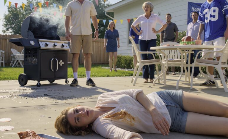 Een vrouw lag versteend op het hete beton van een buitenwijk, met gerookte borststukken rundvlees naast haar, terwijl haar man, omringd door rook van de barbecue en verjaardagsslingers, naar beneden staarde en iedereen sommeerde afstand te houden – het eerste teken dat dit voor hem geen medisch noodgeval was, maar een plan dat uit de hand liep.Een vrouw lag versteend op het hete beton van een buitenwijk, met gerookte borststukken rundvlees naast haar, terwijl haar man, omringd door rook van de barbecue en verjaardagsslingers, naar beneden staarde en iedereen sommeerde afstand te houden – het eerste teken dat dit voor hem geen medisch noodgeval was, maar een plan dat uit de hand liep.