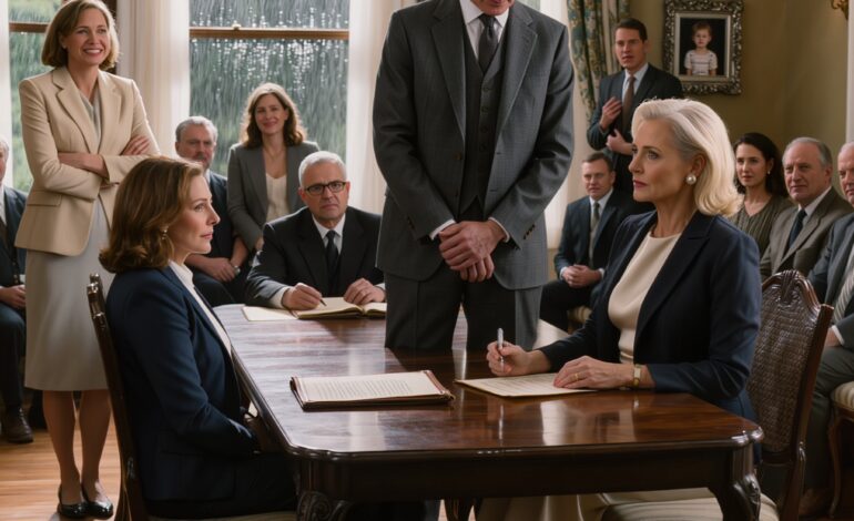 “Mijn moeder schoof de pen over de tafel en zei: ‘Jij bent altijd onze grootste teleurstelling geweest’ – dus ik tekende een erfenis van 4 miljoen dollar weg in het bijzijn van twaalf zwijgende familieleden en liep de regen in met lege handen. Drie jaar later, toen de advocaat van mijn vader belde over het perceel naast ons en hoorde wat mijn naam waard was, duurde de stilte aan de andere kant van de lijn vijftien volle seconden.”