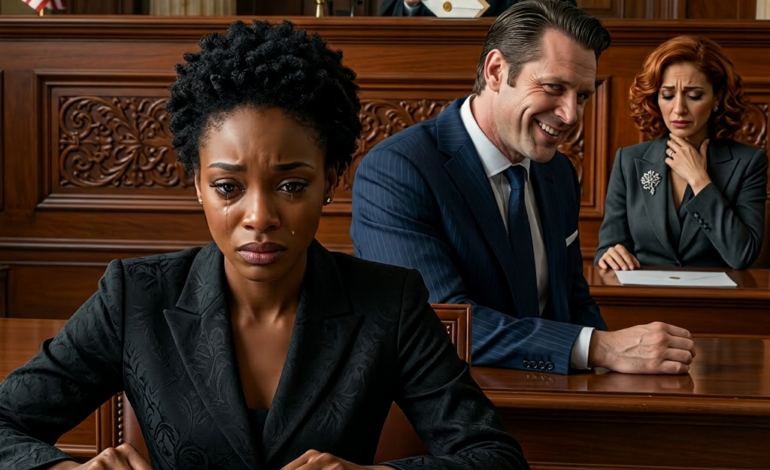 Midden in de scheidingszitting boog mijn man zich voorover en fluisterde: “Vanaf nu hoef je er niet eens van te dromen om ook maar één cent van mijn geld aan te raken.” Zijn maîtresse streelde de diamant om haar nek en gaf me die medelijdenwekkende glimlach. Mijn schoonmoeder zat daar alsof ze wachtte tot ik uit hun leven zou worden verbannen, totdat de rechter mijn envelop opende, een paar regels las en hardop lachte: “Dit is het beste wat ik in twintig jaar heb gelezen.” En toen begonnen hun gezichten eindelijk te veranderen.