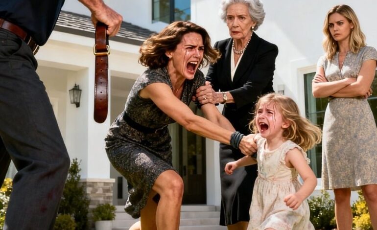 Toen ik mijn 5-jarige dochter probeerde te beschermen tegen mijn vader, dwongen mijn zus en moeder me weg terwijl mijn vader schreeuwde: “Jouw ordinaire kreng moet manieren leren!” Daarna begon hij haar met een riem te slaan tot ze niet meer bewoog. Mijn moeder draaide zich naar me toe: “IJskoud. Pak haar op en ga weg. Je hebt onze relatie met de familie van je zus verpest. Zet nooit meer een voet in dit huis.” Ik nam…