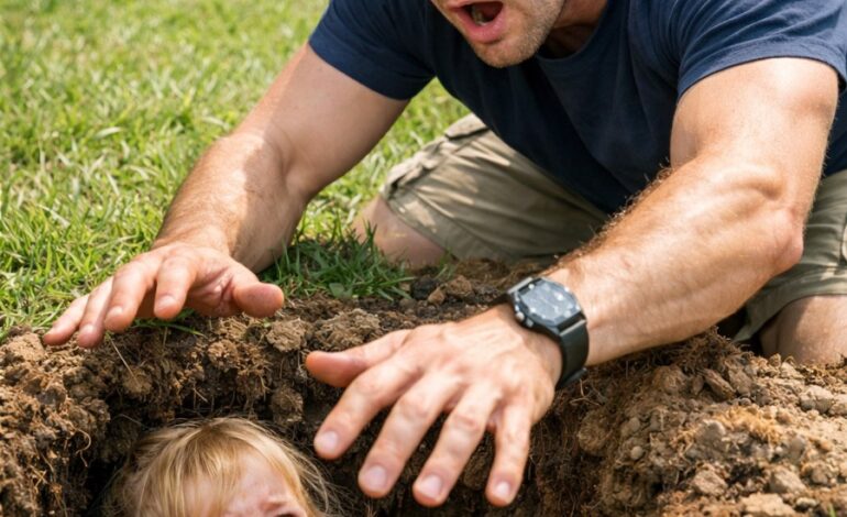 Ik kwam drie dagen eerder terug van mijn uitzending. Mijn dochter was niet op haar kamer. Mijn vrouw zei dat ze bij haar oma was, dus ik ben daarheen gereden. Maar in plaats daarvan vond ik mijn dochter in de achtertuin, in een gat staand, huilend. “Oma zei dat stoute meisjes in graven slapen.” Ze was pas twee jaar oud. Ik heb haar er meteen uitgetrokken. Toen fluisterde ze: “Papa, kijk niet in het andere gat…”
