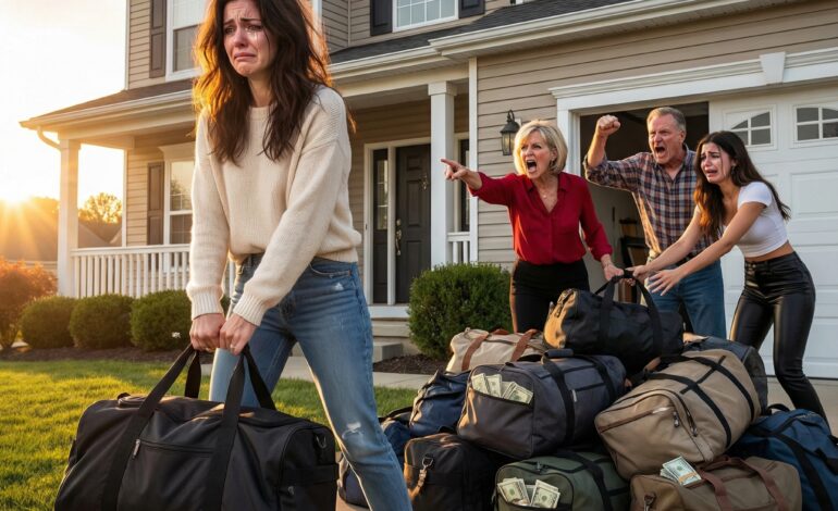 Ik won 2,5 miljoen dollar en mijn ouders probeerden me meteen te dwingen het aan mijn zus te geven. Zodra ik nee zei, zette mijn moeder me het huis uit en zei dat ik nooit meer terug mocht komen. Ik ging ervandoor met 20 tassen vol geld, en nog geen dag later sloeg de karma toe.