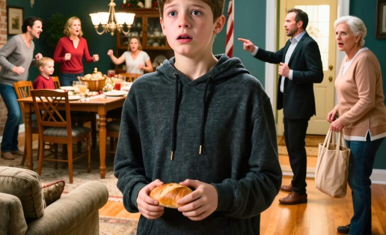 ‘Familie belt de politie niet,’ zei mijn moeder nadat de envelop met $18.000 voor Thanksgiving van oma was verdwenen en mijn zus naar mijn veertienjarige zoon wees omdat hij in de buurt van de tas was. Hij stond als aan de grond genageld met een broodje in zijn hand, terwijl de hele kamer zich tegen hem keerde.