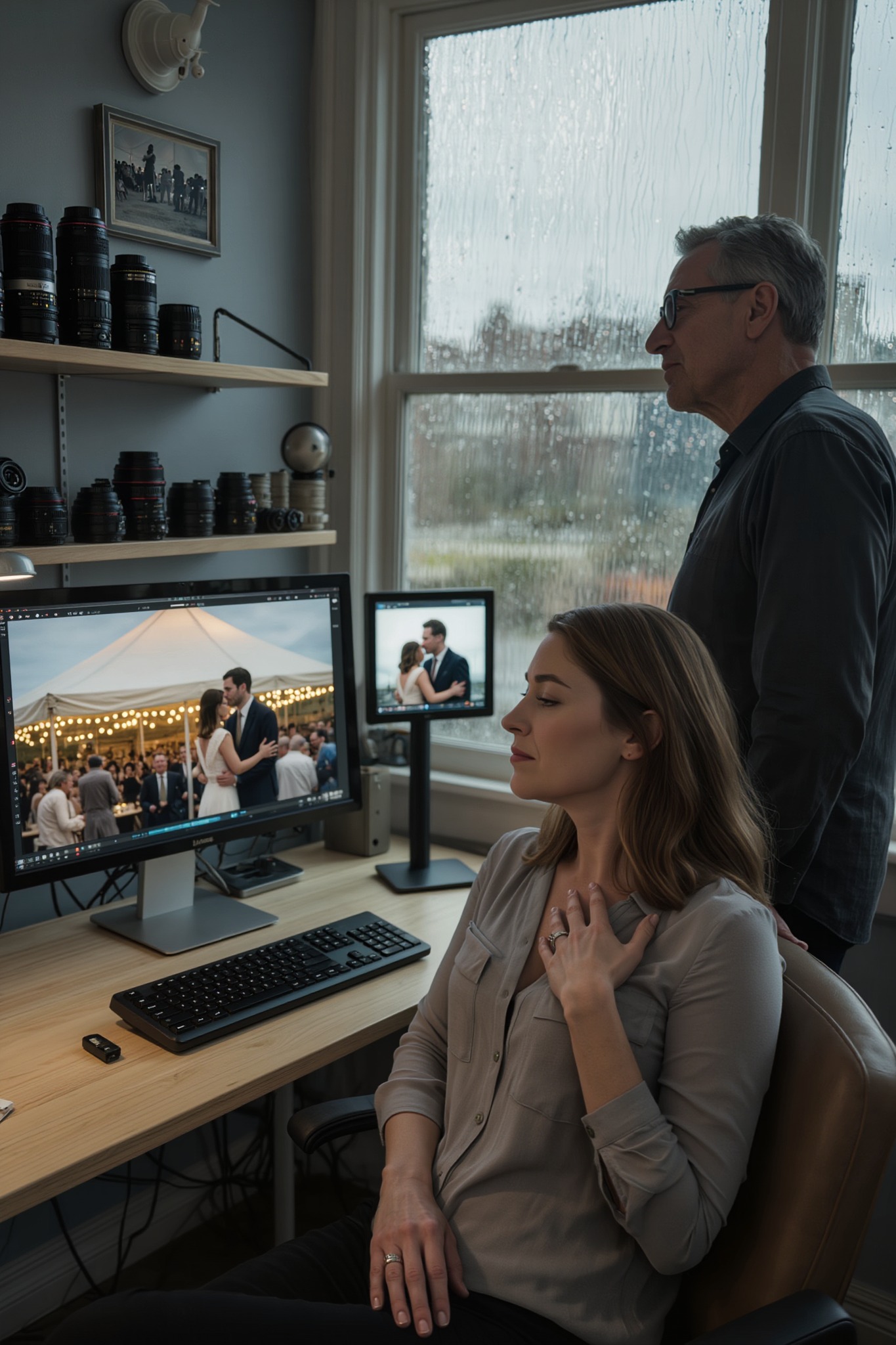 Twee weken na mijn bruiloft belde de fotograaf me op en zei dat ik het mijn ouders nog niet mocht vertellen, omdat hij iets had gevonden wat ik eerst moest zien. Toen ik in zijn studio zat en zag hoe een reflectie in de spiegel achter de feesttent mijn man en mijn bruidsmeisje in één beeld vastlegde, een beeld waarvan ze het bestaan ​​nooit hadden vermoed, besefte ik dat de gelukkigste dag van mijn leven was gebruikt als dekmantel voor iets veel afschuwelijks.