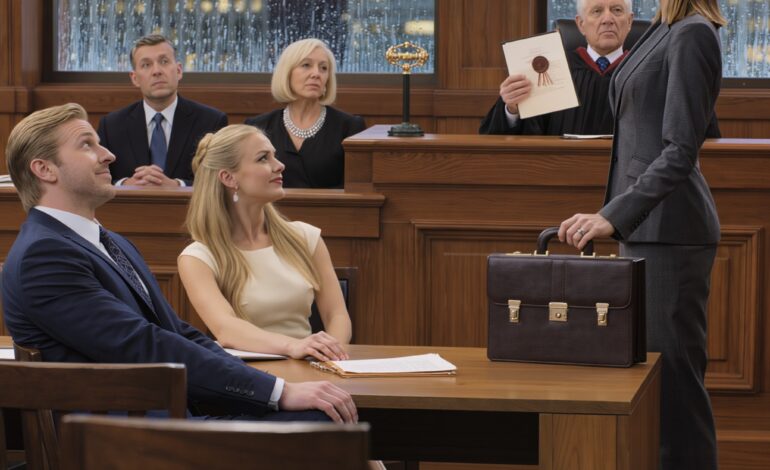 Mijn man grijnsde toen ik alleen de rechtszaal binnenliep en zijn maîtresse fluisterde: “Je kunt je geen advocaat veroorloven. Wat zielig.” Ze hadden mijn hele leven al in zwarte vuilniszakken gestopt, het zilveren medaillon van mijn moeder gegijzeld en me erin gelokt om alles weg te geven – totdat de rechter een dunne verklaring opende, naar zijn advocaat keek en de vraag stelde die de hele rechtszaal deed verstijven: “Herkent u haar niet?”