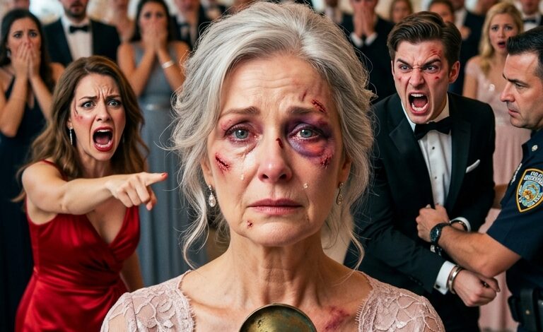 Mijn zoon sloeg me dertig keer hardhandig voor de ogen van zijn vrouw tijdens zijn verjaardagsdiner. “Ga weg, jij overbodige last,” lachte ze. Daarna gooide hij het enige wat ik nog van mijn overleden man had – zijn antieke kompas – weg. Ik schreeuwde niet. Ik huilde niet. Ik verliet stilletjes het huis. Hij dacht dat hij gewonnen had. Maar toen de zon opkwam, smeekte hij me wanhopig om het bevel in te trekken dat zojuist zijn leven had verwoest…