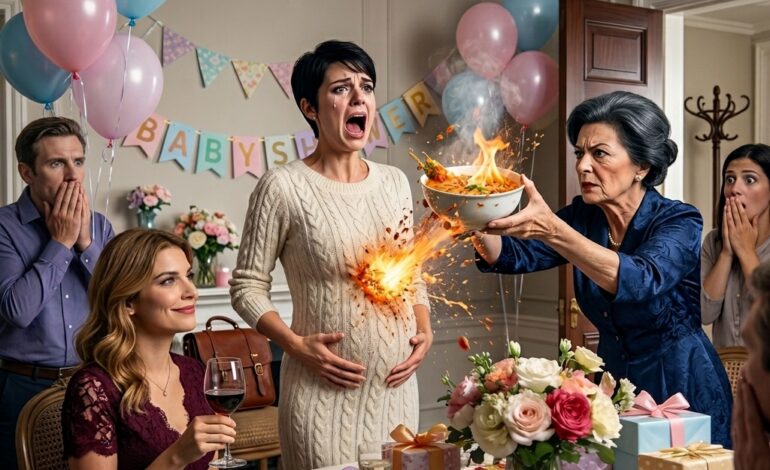 Een momentje… – Tijdens mijn babyshower lachte mijn moeder en zei: “Mijn andere dochter kan geen kinderen krijgen, dus waarom zou jij gelukkig…