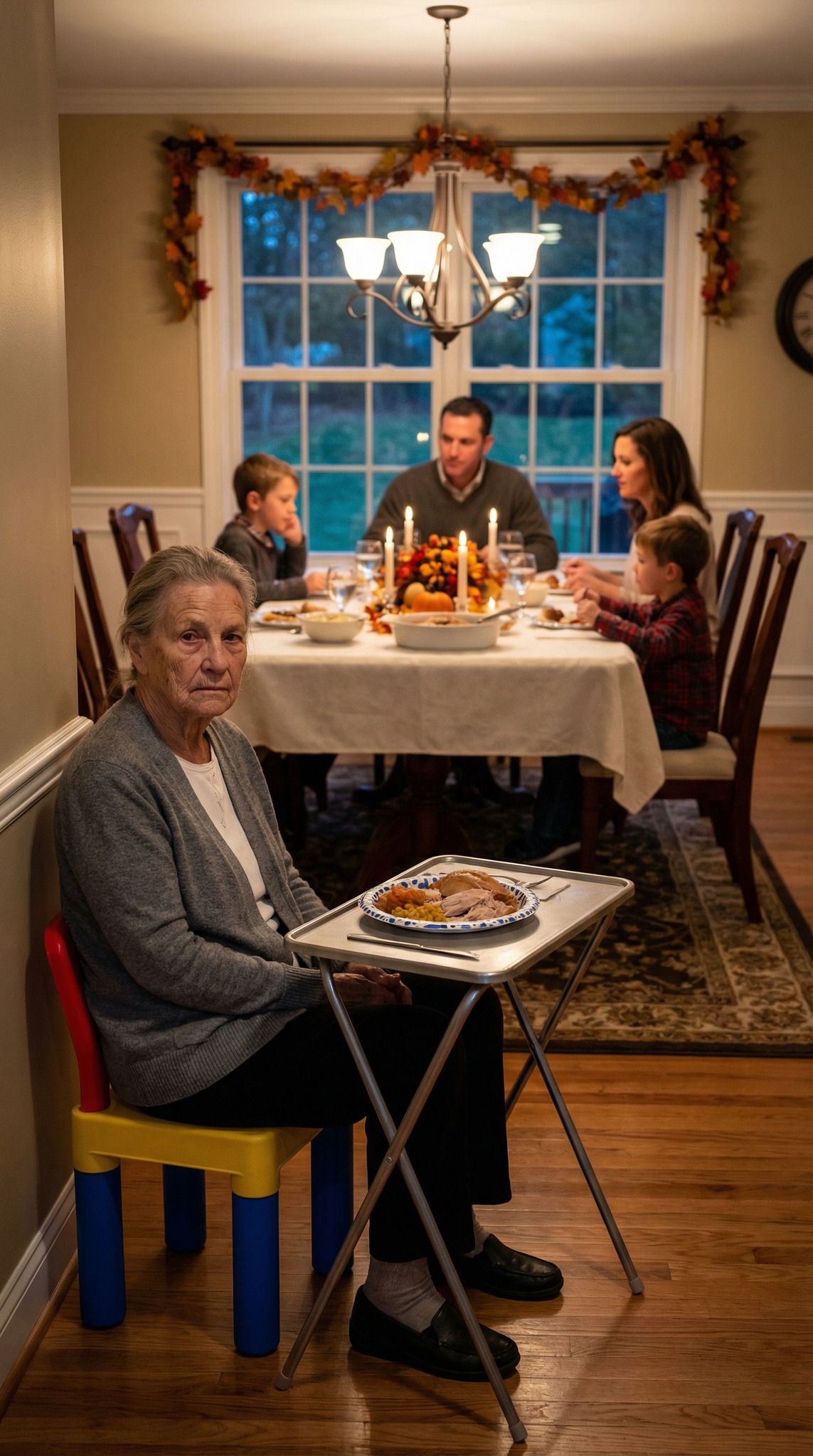 Een momentje… – Ik bracht de taart, glimlachte naar mijn kleinkinderen en liep Thanksgiving binnen alsof ik daar nog steeds thuishoorde. Toen wees…