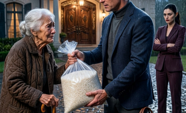 Hij schopte haar de regen in met een zak rijst, maar daarin zat een briefje: “Vergeef me, mam, ik hou stiekem van je.” Spotlight8