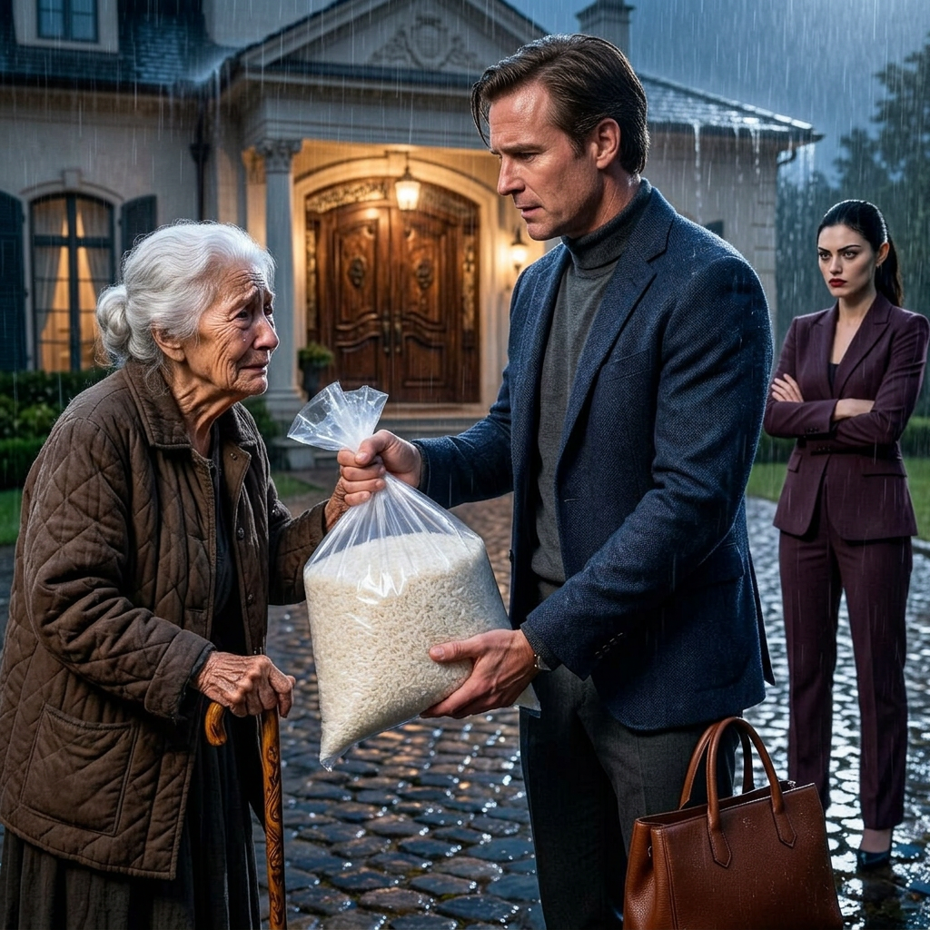 Hij schopte haar de regen in met een zak rijst, maar daarin zat een briefje: “Vergeef me, mam, ik hou stiekem van je.” Spotlight8