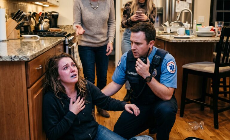 “You’re fine. Stop making a scene,” my mother snapped as I sat on the kitchen floor struggling to breathe. My sister laughed, saying I was just being dramatic. But when the EMT noticed my lips turning blue, he quietly radioed for police backup. What the test results revealed…