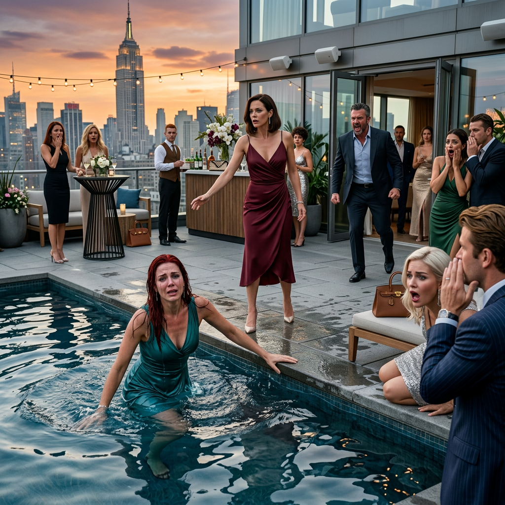 She shoved me into the pool, and everyone laughed like I was the joke. Then my billionaire husband walked in and everything changed.