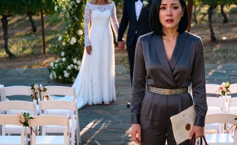 “Tijdens mijn huwelijksrepetitie kwam mijn zus binnenlopen in mijn trouwjurk, haar hand op de arm van mijn verloofde. ‘Verrassing, we gaan er vanavond stiekem vandoor,’ riep ze vrolijk, terwijl mijn moeder applaudisseerde en de gasten me aanstaarden, wachtend tot ik zou bezwijken. Ze dachten dat ik geen idee had van de geheime e-mails, de ingetrokken huwelijksvergunning, het contract op mijn naam. Ik legde mijn aantekeningen neer en zei: ‘Ik ben blij dat jullie er allemaal zijn, want…’ — en toen pakte ik mijn telefoon.”