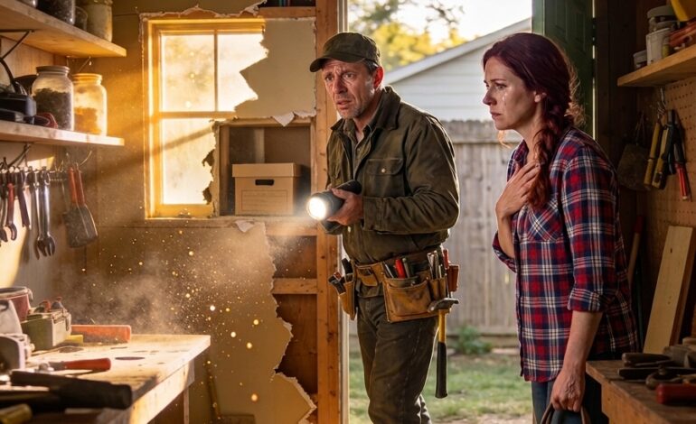 Een jaar nadat mijn vrouw was overleden, huurde ik een elektricien in om de bedrading van haar oude werkplaats te vernieuwen. Toen hij belde en zei: “Kom nu meteen naar huis. Ik heb iets in de muur gevonden… maar kom alleen,” haastte ik me erheen. Toen ik daar aankwam, stond ik als versteend bij wat ik zag.