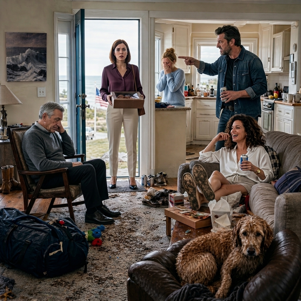 Ik heb mijn ouders voor hun 50-jarig jubileum een villa aan zee ter waarde van $425.000 cadeau gedaan. Toen ik aankwam, huilde mijn moeder en beefde mijn vader – de familie van mijn zus had het huis overgenomen. Haar man liep naar mijn vader toe, wees naar de deur en schreeuwde: “Dit is mijn huis, ga weg!” Mijn zus lachte… totdat ik binnenkwam en er een stilte viel.