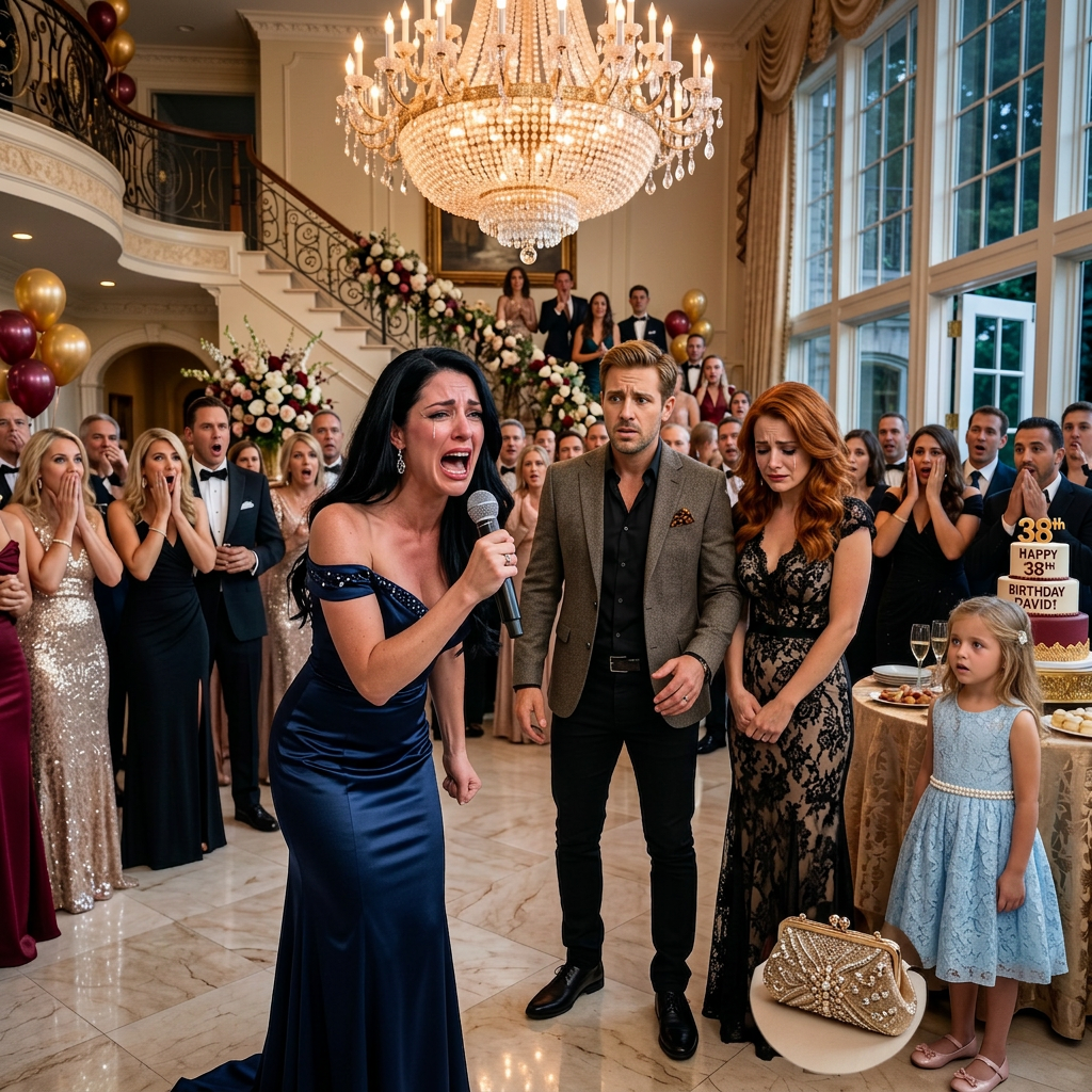 She showed up at my daughter’s birthday smiling like family, standing beside my husband as if nothing was wrong, and for one shocking moment, every guest could feel something was off. Then I grabbed the mic, stopped the party, and revealed exactly who she really was, leaving the whole room frozen in disbelief.