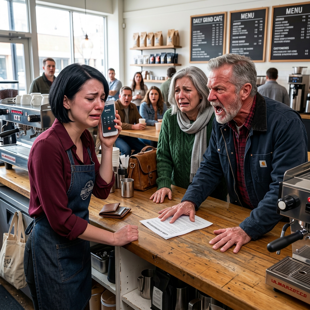 After four years of silence, my parents suddenly walked into my coffee shop smiling like nothing had happened. Then my dad slid over a contract and whispered that one phone call to my landlord could ruin me. I called him on speaker instead, and what he said changed everything in seconds.