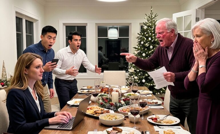 “At Christmas dinner, Dad announced, ‘You’re not getting any inheritance—your brothers deserve it.’ I just smiled and closed my laptop. Then my nephew gasped at his phone: ‘Eliza Hayes—the new tech billionaire who owns her family’s company.’ The room went silent when they saw the number…”