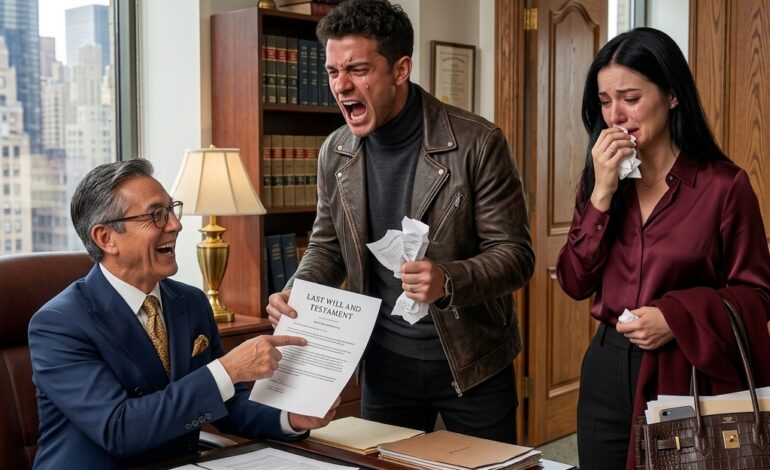 Right after my father-in-law’s funeral, my unemployed husband suddenly claimed his $450 million inheritance and threw divorce papers at me, saying I no longer mattered. I warned him not to regret it. Weeks later, his father’s lawyer opened the will, started laughing, and my ex-husband’s face turned completely pale.