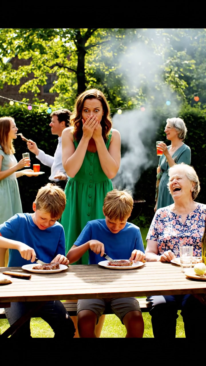 Tijdens een barbecue met de familie kreeg mijn neefje een dikke, perfect gebakken T-bone steak voorgeschoteld, terwijl mijn zoon niets anders kreeg dan een aangebrande vetrand. Mijn moeder lachte het weg. “Dat is meer dan genoeg voor zo’n kind.” Mijn zus grijnsde en voegde eraan toe: “Eerlijk gezegd, zelfs een hond zou iets beters krijgen.” Mijn zoon sloeg zijn ogen neer en zei zachtjes: “Mam… ik vind dit prima.” Een uur later, toen ik eindelijk begreep wat hij bedoelde, liep de angst als een ijskoude rilling door me heen.