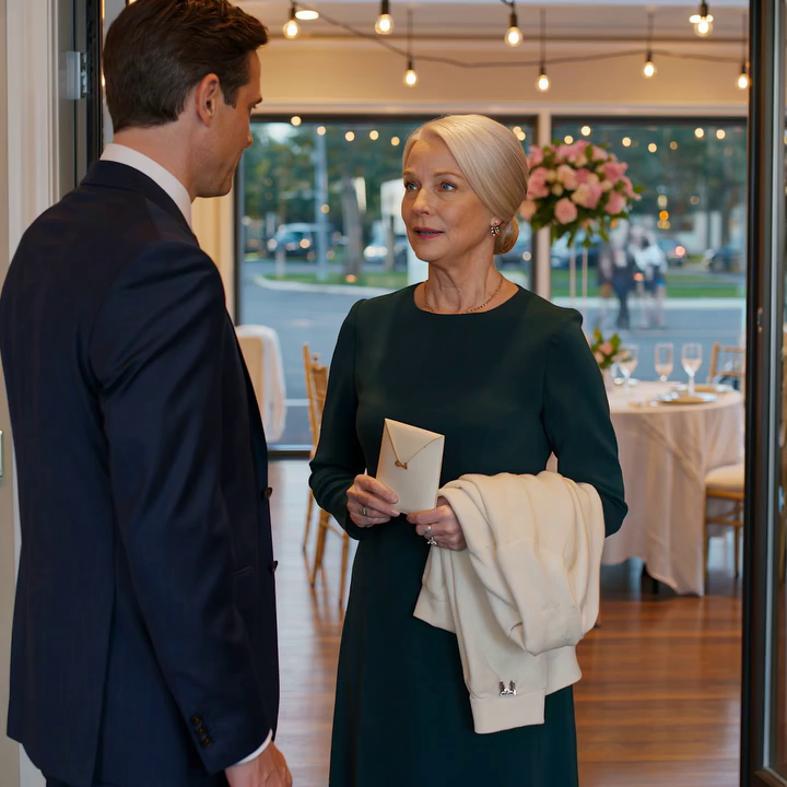 Op de bruiloft van mijn zoon snauwde hij: ‘Ga nu weg, mam. Mijn vrouw wil je hier niet hebben.’ Ik liep zonder een woord te zeggen weg. De volgende ochtend belde hij weer: ‘Mam… ik heb het huisdossier nodig.’ Ik aarzelde even en antwoordde toen met vier woorden die hij nooit zal vergeten…