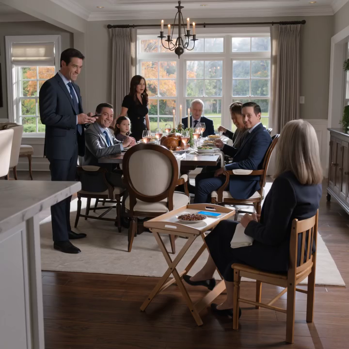 Op Thanksgiving liet mijn zoon zijn vrouw me in een kinderstoeltje bij het raam zetten, terwijl de rest van de familie lachend aan de eettafel zat. Toen ik glimlachte, mijn telefoon opende en verder niets zei, begrepen ze allebei niet waarom hij de volgende ochtend als eerste de sloten van zijn huis controleerde.