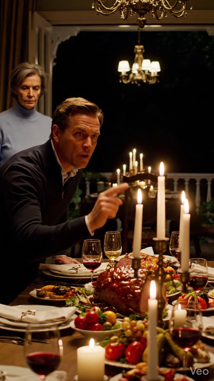 Midden in het kerstdiner stond mijn zoon op, wees naar de deur en zei: “Mam, ga weg en kom nooit meer terug.” De hele tafel ging door met het snijden van ham en het doorgeven van broodjes alsof er niets gebeurd was. Mijn schoondochter vouwde zelfs haar servet netjes op, alsof ze op dat moment had gewacht. Ik maakte geen ruzie, ik zei alleen heel zachtjes: “Dan zal niemand het erg vinden wat ik daarna doe…”