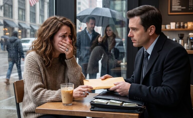 Ik stond op het punt een scheiding aan te vragen van mijn overspelige echtgenoot toen, op een dinsdagmiddag in een koffiehuis in Chicago, de man van zijn maîtresse tegenover me kwam zitten, een dikke envelop en een aktentas met 100 miljoen dollar overhandigde en heel zachtjes zei: “Vertrouw me, wacht nog 3 maanden.”