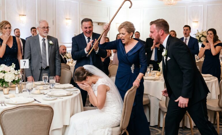 In de balzaal van het hotel griste mijn moeder mijn wandelstok uit mijn handen en vertelde iedereen dat ik deed alsof om aandacht te krijgen. Toen klapte mijn vader in zijn handen terwijl ik in een stoel plofte – totdat een man opstond en het geheim onthulde dat mijn ouders jarenlang hadden verzwegen…