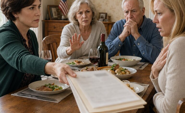De bank zei dat ik $560.000 schuld had op een hypotheek die ik nooit had getekend. Het bleek dat mijn zus mijn naam had gebruikt om haar droomhuis te kopen. “Ouders steunen haar ook.” Tijdens het avondeten schoof ik het politierapport over de tafel.