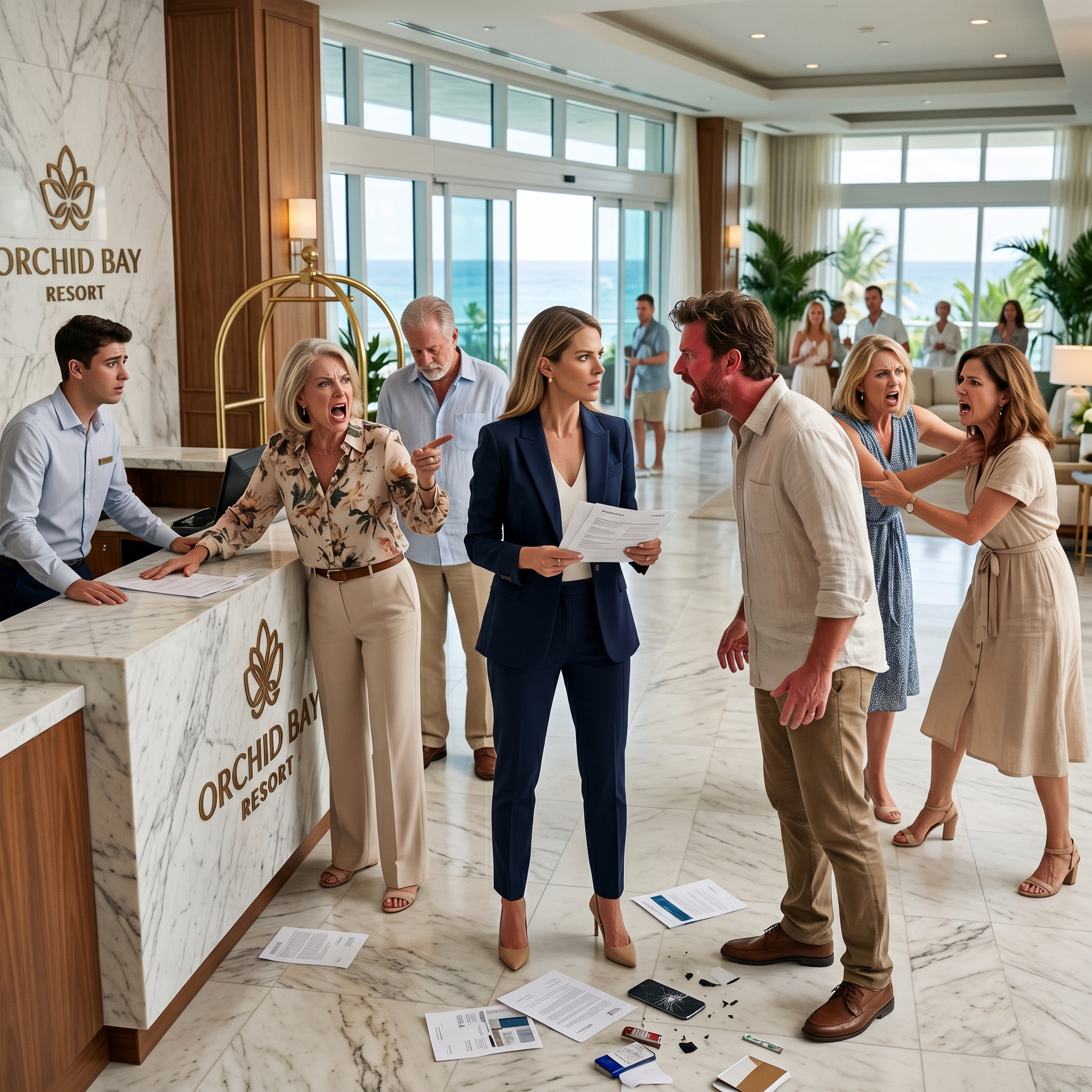 De familie van mijn man noemde me een wandelende portemonnee nadat ik 20.000 dollar had betaald voor hun luxe vakantie en me vervolgens als ‘grap’ in de lobby had achtergelaten. De volgende ochtend annuleerde ik echter alle reserveringen en zag ik hun glimlach verdwijnen bij de receptie…