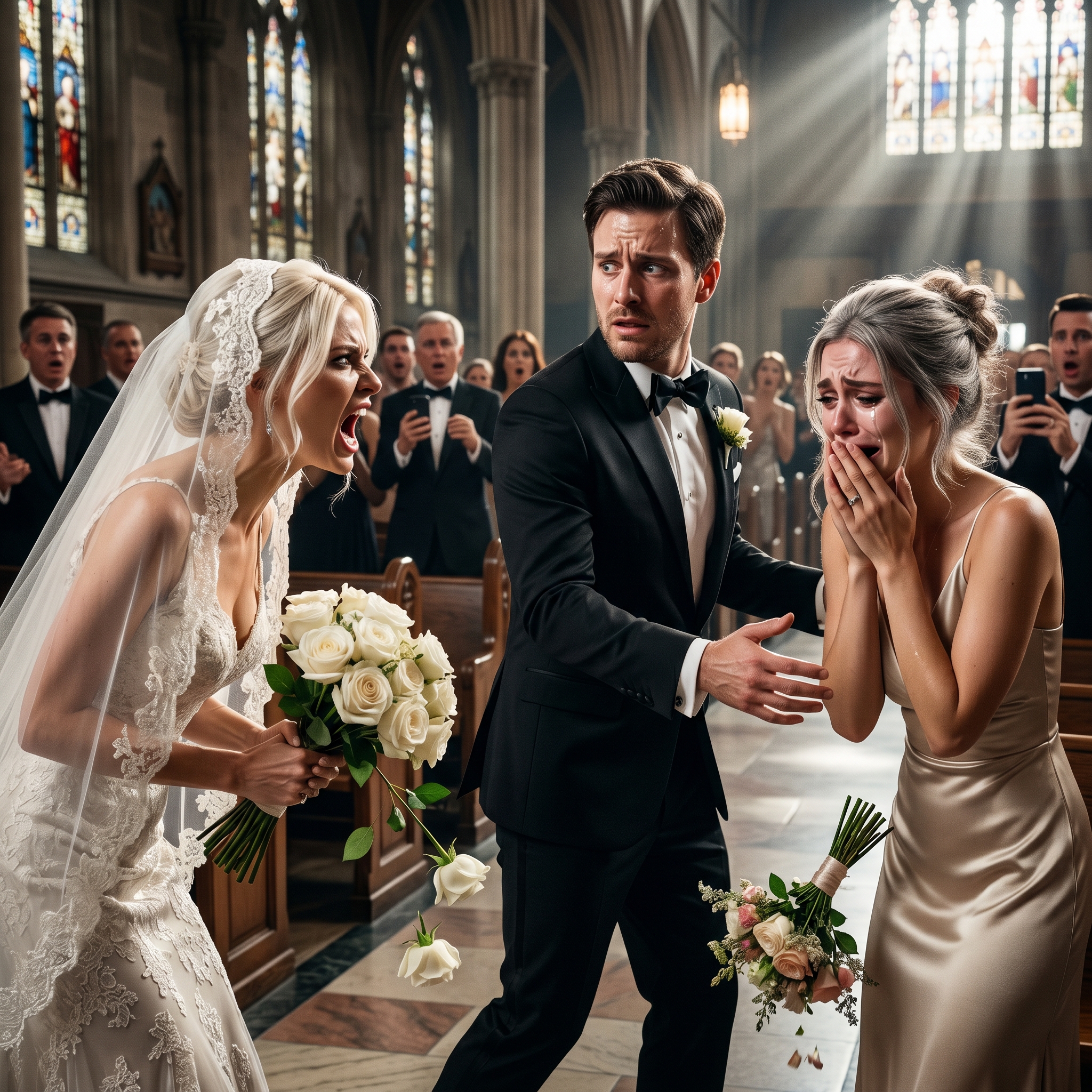 “The groom dropped the bride’s hands mid-vow and called my name instead. The ‘always second’ sister just shattered the wedding of the year.” – Royals
