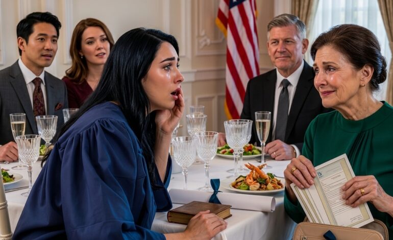 Tijdens mijn afscheidsdiner glimlachte oma en zei dat ze blij was dat de 1500 dollar die ze me elke maand stuurde me had geholpen… maar toen ik zei dat ik er nooit een dollar van had gekregen, hielden mijn ouders hun adem in.