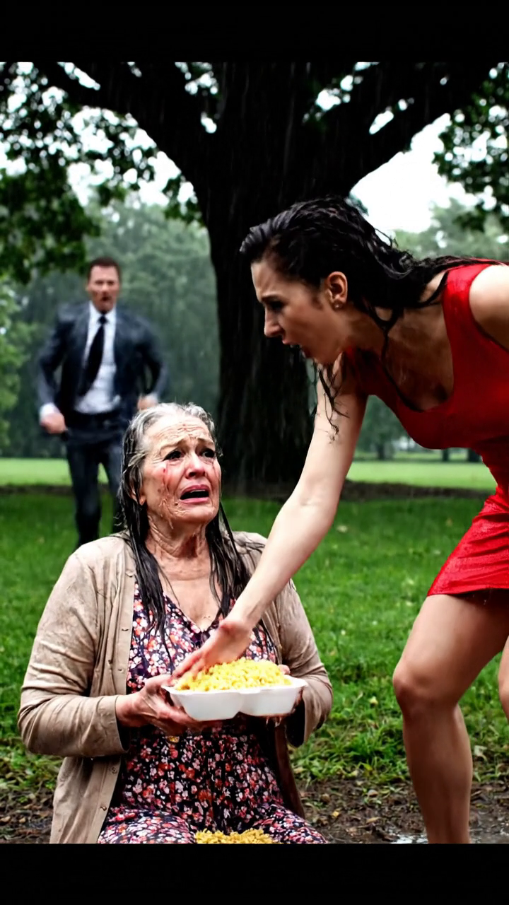 I was rushing through the rain after the worst business meeting of my life when I saw an old woman shaking under a tree, clutching a cheap box of food like it was all she had left. Then she looked up, and my blood froze. “Mom?” I whispered. She stared at me through the storm, tears mixing with rain, and said, “So… you finally came back.” In that second, I realized success had made me rich enough to buy everything—except the years I had stolen from her. – True Stories