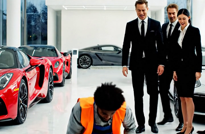 The entire Rolls-Royce showroom burst into laughter when the ragged garbage collector stepped inside. “Sir, this isn’t a place for people like you,” one salesman sneered. But when Ray dropped his filthy sack onto the marble floor and whispered, “My dying daughter has one Christmas wish,” the room went silent. Then he opened the bag—and what spilled out changed everything. No one was ready for what came next. – True Stories