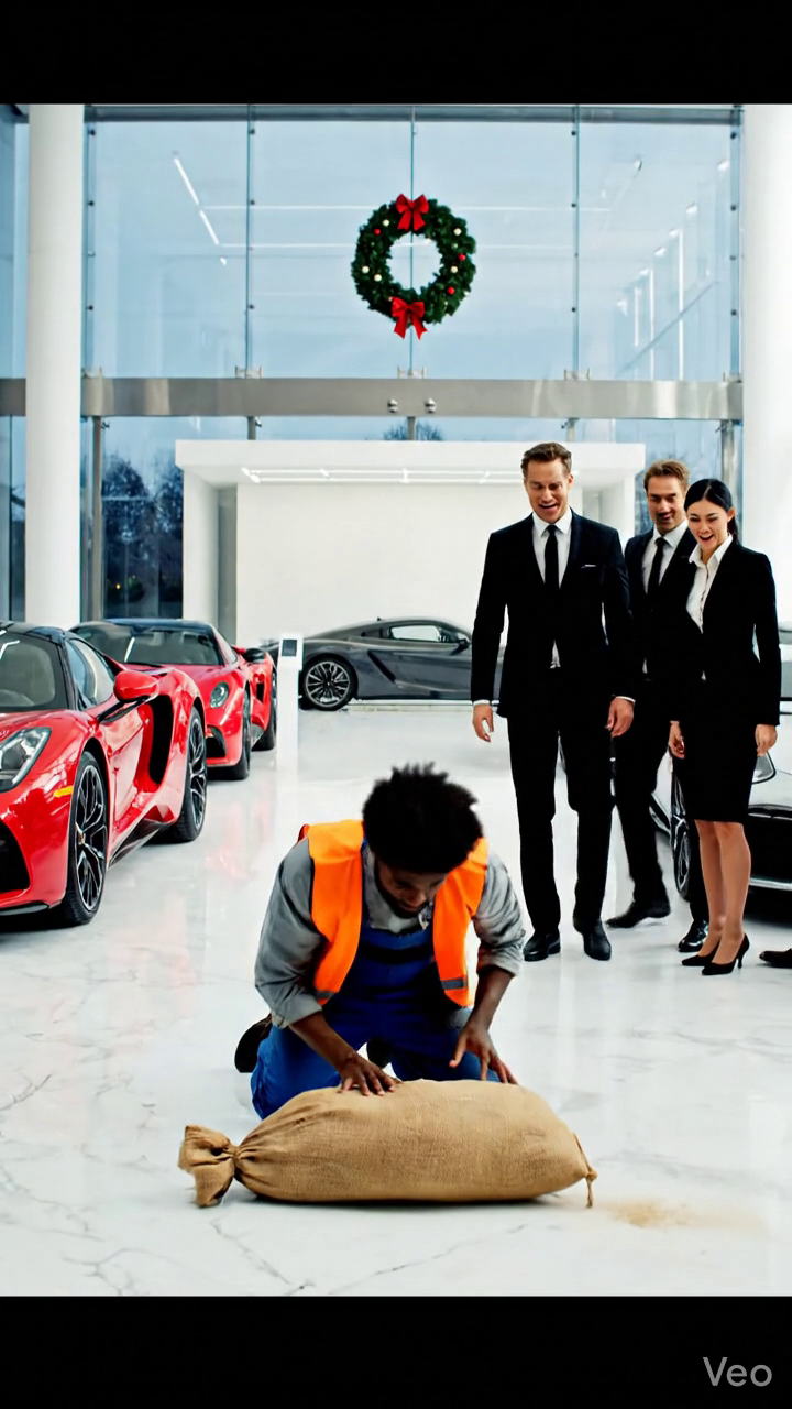 The entire Rolls-Royce showroom burst into laughter when the ragged garbage collector stepped inside. “Sir, this isn’t a place for people like you,” one salesman sneered. But when Ray dropped his filthy sack onto the marble floor and whispered, “My dying daughter has one Christmas wish,” the room went silent. Then he opened the bag—and what spilled out changed everything. No one was ready for what came next. – True Stories