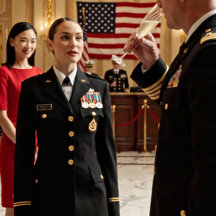 Mijn zus grijnsde om mijn cateringuniform — totdat ik drie Franse woorden tegen de Amerikaanse generaal zei