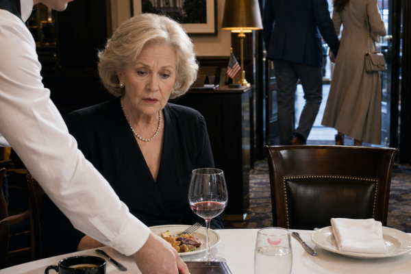 Mein Sohn und meine Schwiegertochter ließen mich in einem eleganten Restaurant in Sacramento mit einer Rechnung über 942,16 Dollar und zwei leeren Stühlen vor mir zurück. Donovan faltete seine Serviette zusammen, bevor er ging, Fedra tat so, als hätte sie gerade eine Migräneattacke bekommen, und beide lächelten, als sei es einfach nur höflich, einer 75-jährigen Witwe die Restaurantrechnung zu überlassen.