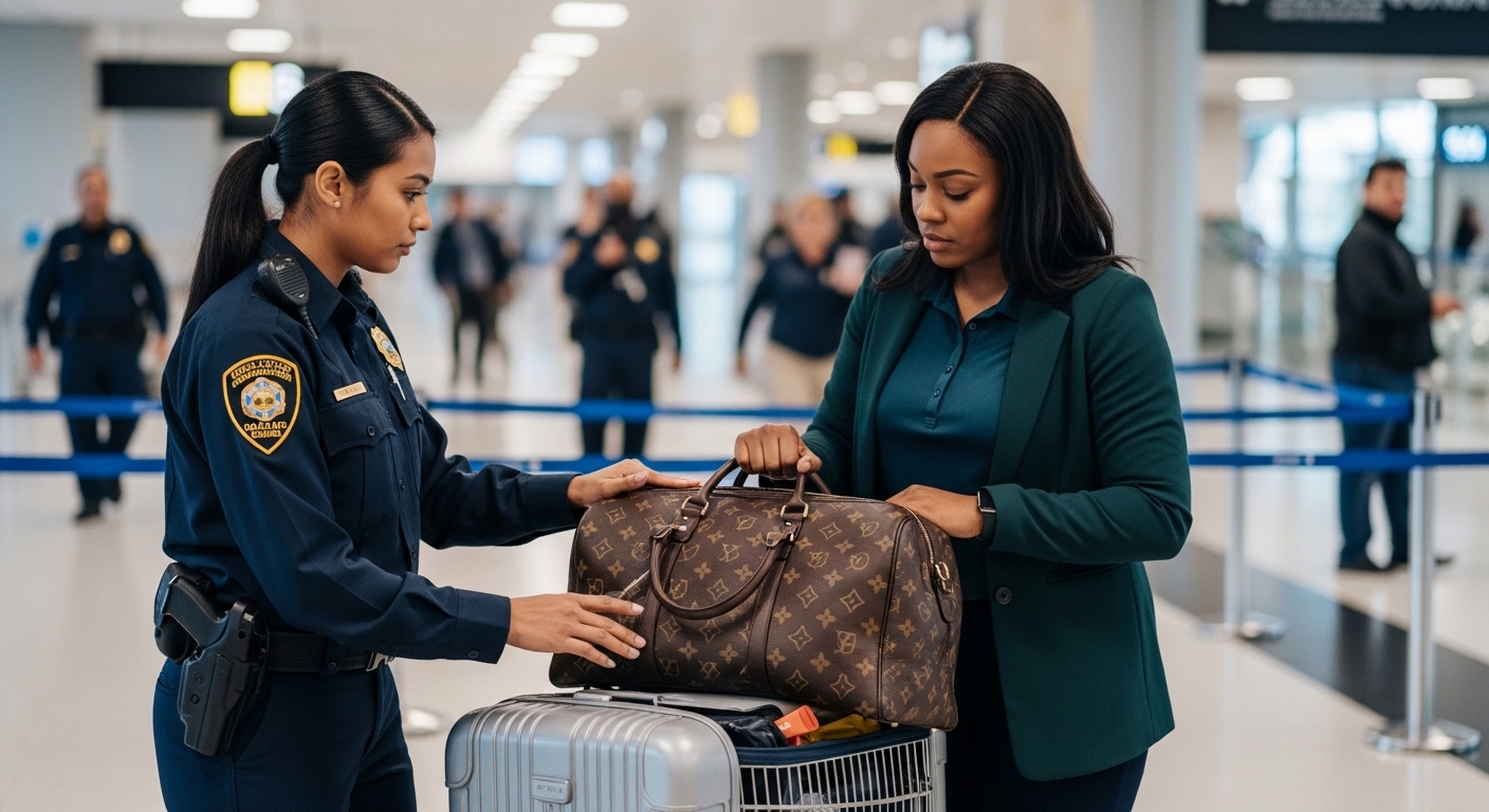 Ich überlebte 45 Minuten Flughafen-Hölle, als mich eine Fremde beschuldigte – was in meiner Tasche war, hat sie ruiniert.