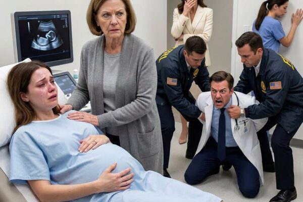 In de VIP-kliniek hielp ik mijn negen maanden zwangere dochter met uitkleden voor haar laatste echo. Toen haar shirt afzakte, hield ik mijn adem in. Haar rug en ribben waren een afschuwelijk geheel van enorme, laarsvormige blauwe plekken. Ze raakte in paniek, bedekte haar borst en rilde. “Mam, alsjeblieft! Hij is de directeur van het ziekenhuis. Hij zei dat als ik hem verlaat, hij ervoor zal zorgen dat ik niet meer wakker word na mijn keizersnede,” smeekte ze. Ik schreeuwde niet. Mijn ogen werden gewoon dood. Ik hielp haar in het ziekenhuisjurkje en zei: “Laten we dan naar de hartslag van de baby gaan luisteren, schat.” Terwijl ze op de onderzoekstafel lag, maakte ik een einde aan het hele medische imperium van haar man. Toen de arrogante directeur binnenkwam om de echo te bekijken, werd hij door de Homeland Security abrupt tegen de steriele vloer gewerkt.