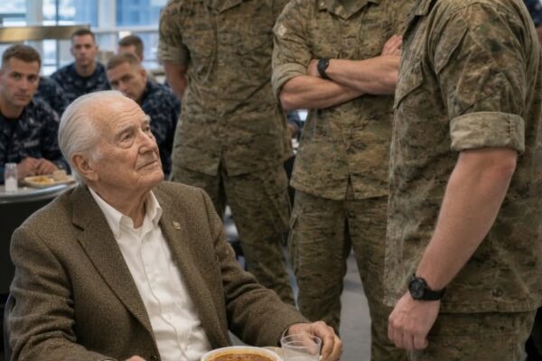 Der SEAL fragte den älteren Veteranen scherzhaft nach seinem Dienstgrad – bis die Antwort den gesamten Speisesaal in Stille versinken ließ… „Hey, Papa, welchen Dienstgrad hattest du in der Steinzeit?“ „Küchenhilfe, dritte Klasse.“ Die Stimme, geschliffen mit der geliehenen Arroganz der Jugend und bester körperlicher Verfassung, durchdrang das leise Gemurmel im Speisesaal.
