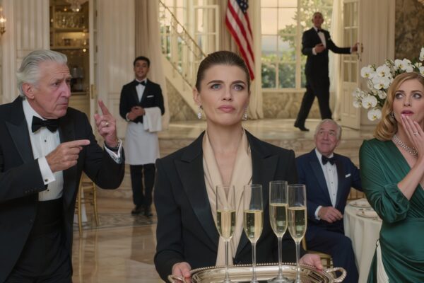 Mein Vater sah mich mit einem Champagnertablett auf einer amerikanischen Wohltätigkeitsgala im Wert von fünf Millionen Dollar, demütigte mich als Angestellte vor einem Senator und schnippte mit den Fingern vor mir – bis der milliardenschwere Gastgeber an ihm vorbeiging und vor mir stehen blieb.