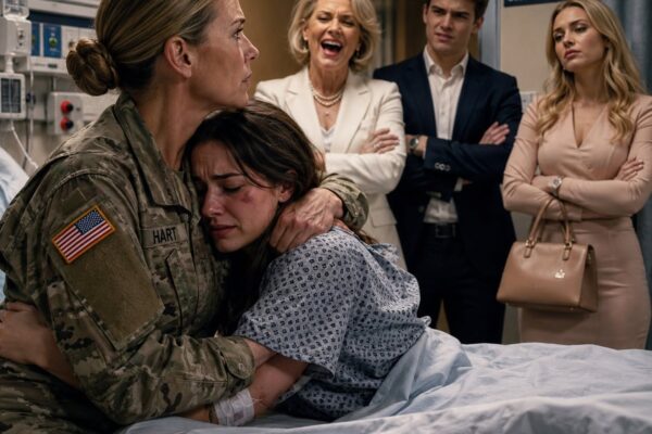 Meine Tochter rief mich aus einem Krankenhaus in Charlotte an und flüsterte: „Mama, hol mich ab.“ Ich war noch in Uniform, als ich direkt von Fort Liberty losfuhr, und als ich Emily zitternd unter einer dünnen Krankenhausdecke fand, versuchte die Familie ihres Mannes, die Situation mit einem Lächeln zu überspielen. Sie sagten mir, mein Dienstgrad beeindrucke sie nicht … und das war ihr erster Fehler.