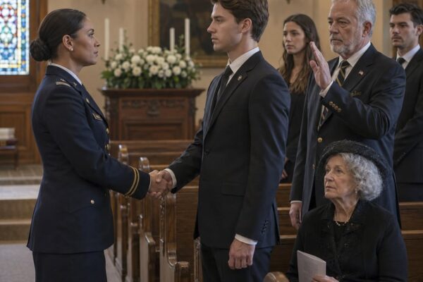 Bei der Beerdigung meiner Mutter lächelte der Vater, der mich mit sechzehn Jahren, als ich schwanger war, rausgeworfen hatte, in meiner Marineuniform selbstgefällig und murmelte: „Na, da hast du ja endlich deine Lektion gelernt“, in der Erwartung, dass ich einknicken würde, bis ich seinen Blick erwiderte, einen leisen Satz sagte und mein Mann so vortrat, dass das Grinsen meines Vaters verschwand.