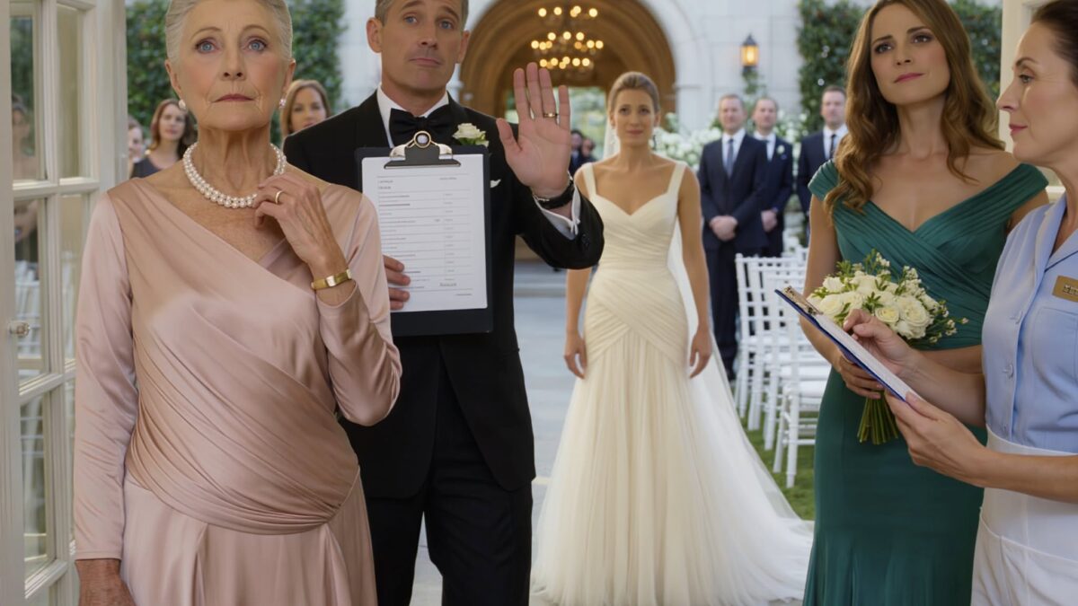 Nachdem sie über 100.000 Dollar für eine perfekte amerikanische Hochzeit ihrer Enkelin ausgegeben hatte, wurde eine 72-jährige Witwe am Eingang von ihrem eigenen Sohn aufgehalten, von der Gästeliste gestrichen, vor zweihundert Gästen gedemütigt und gezwungen, die Feier, die sie heimlich organisiert hatte, zu verlassen.