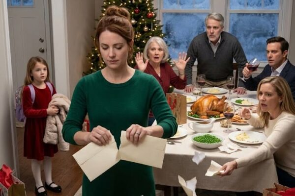 Meine Familie warf meine 7-jährige Tochter und mich während des Weihnachtsessens raus und sagte: „Weihnachten ist besser ohne euch.“ Sie dachten, ich sei zum Betteln gekommen – bis ich drei Umschläge im Wert von fast 500.000 Dollar zerriss und ging.