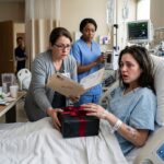 Op weg naar huis voor Thanksgiving kreeg ik een ongeluk en moest ik met spoed geopereerd worden vanwege gebroken ribben en inwendige bloedingen. Toen de dokter mijn ouders belde, zeiden ze: “We komen als ze overlijdt.” Ik werd alleen wakker – totdat een winkelbediende me een doos overhandigde van een man in een zwarte jas.